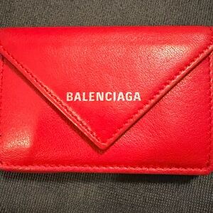 Balenciaga Red Leather Envelope Wallet